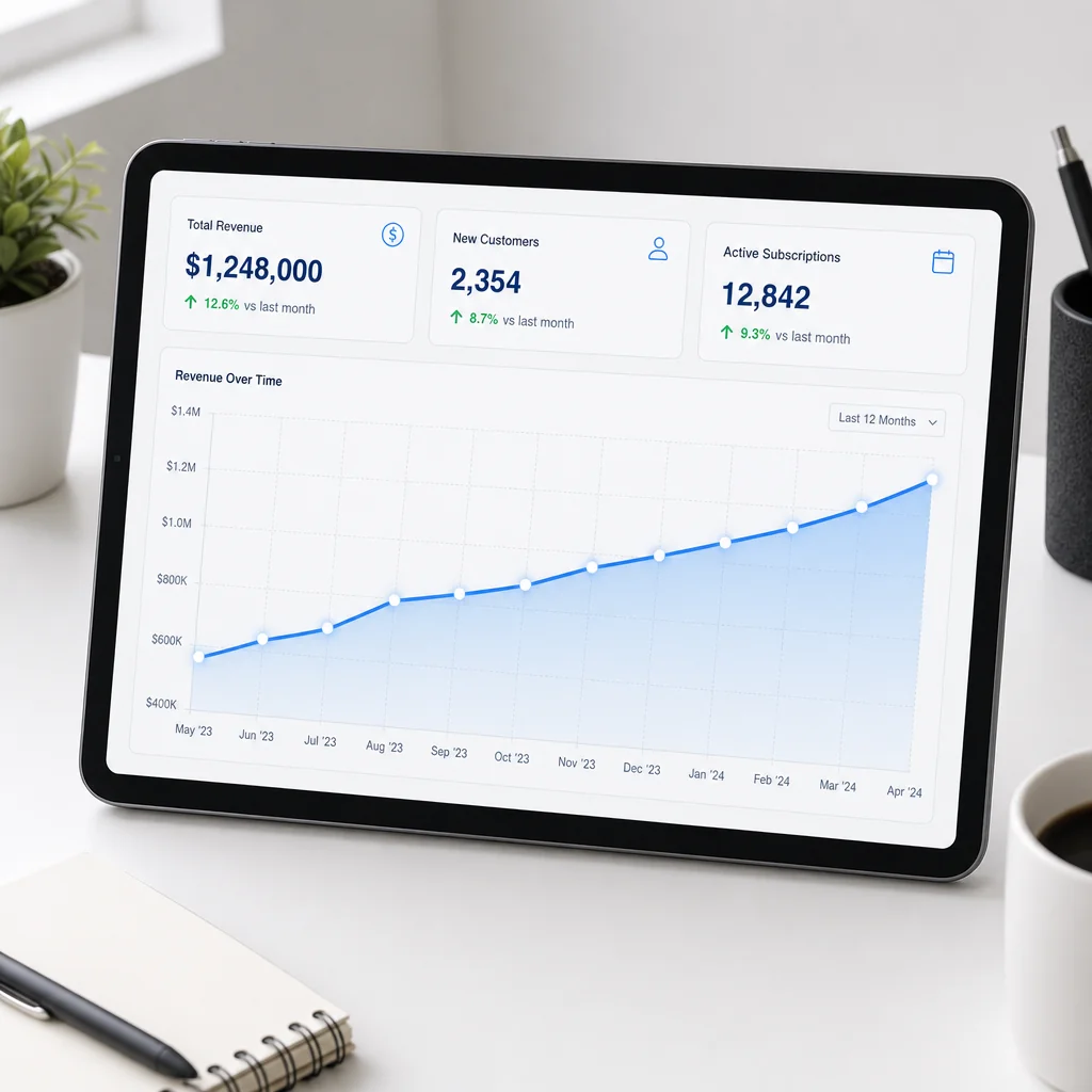 Sales growth chart on a tablet