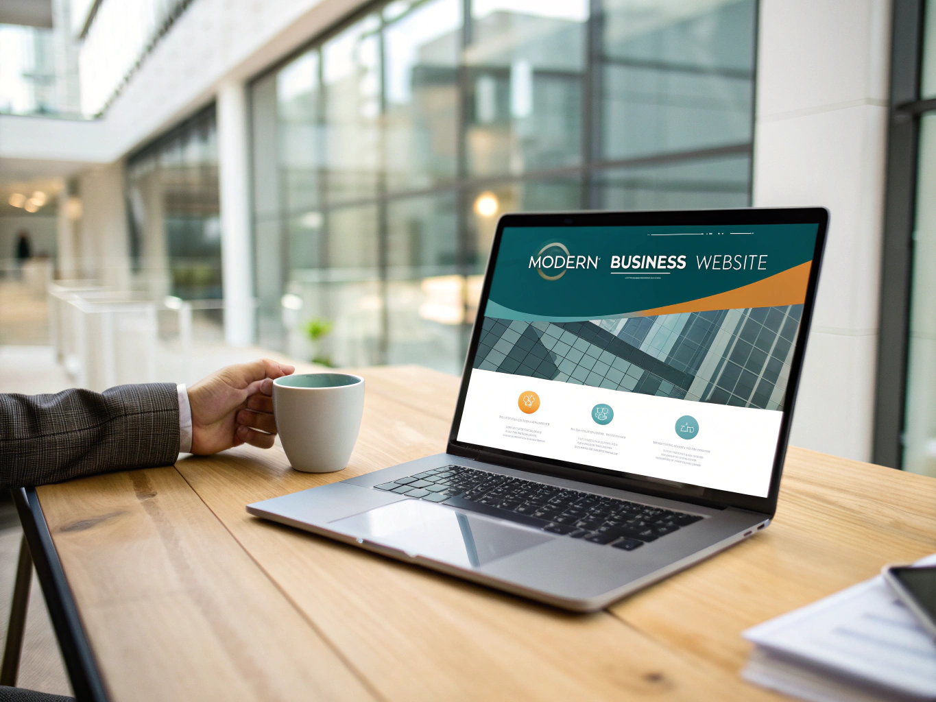 Modern website design on a laptop screen