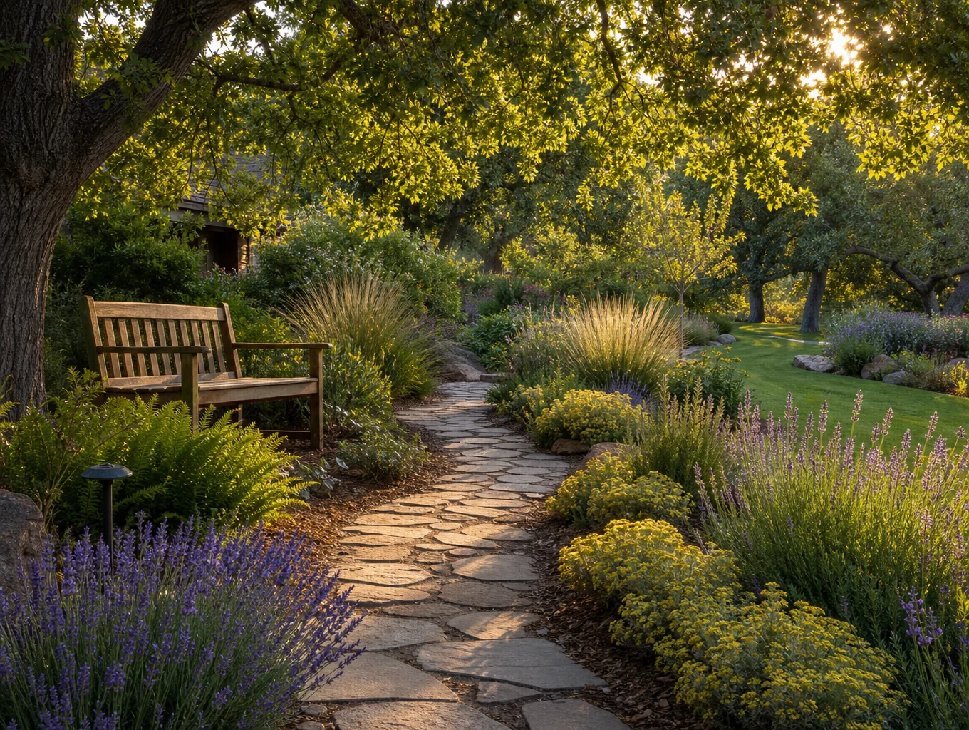 Native Garden & Natural Stone Walkway