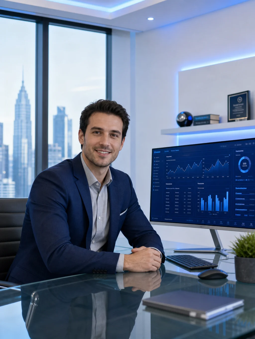 Portrait of Alex Rivera, Lead Strategist, working in a modern office.