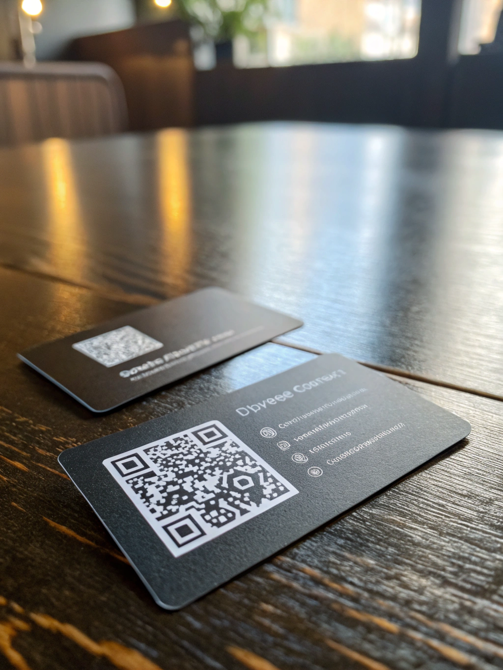 Business cards with QR codes for collecting customer reviews