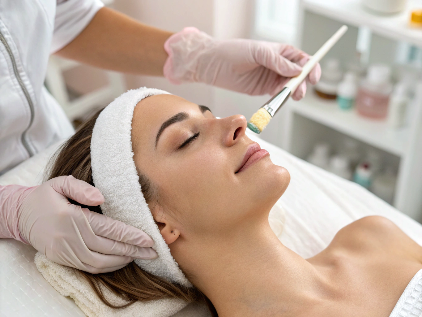 Gentle chemical peel application for skin radiance
