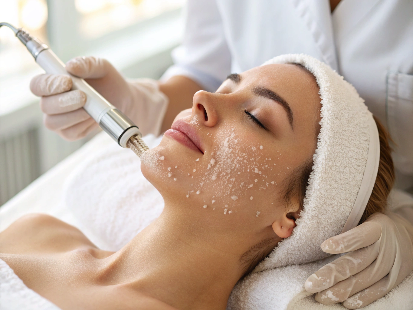 Diamond tip microdermabrasion exfoliation procedure