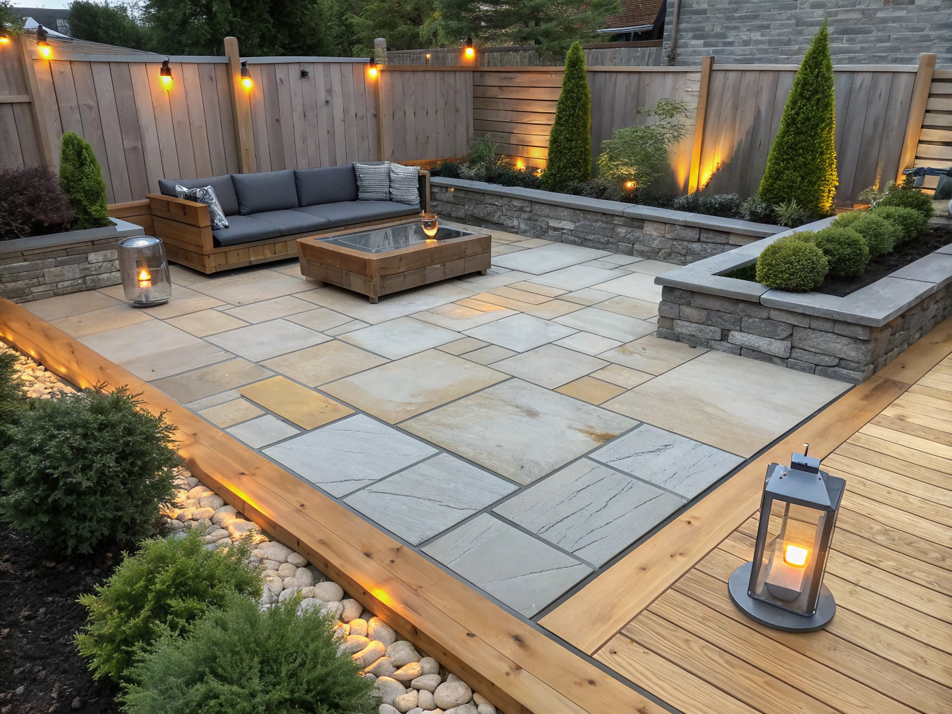 Bluestone Patio & Custom Fire Pit After Transformation